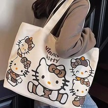 日系可爱凯蒂猫帆布包女新款休闲通勤单肩托特包妈咪包外出购物袋