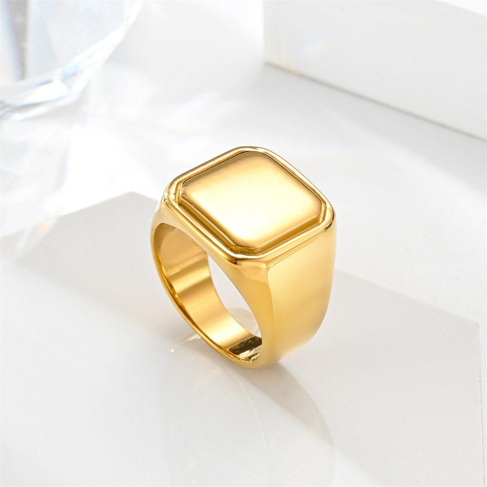 Titanium Steel Material Retro Classic Style Geometric Customization Laser Engraving Titanium Steel Polishing Plating Men's Rings Men Band Rings