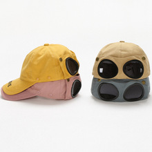 韩版刺绣儿童眼镜帽子飞行员墨镜棒球帽男女童秋冬个性帅气鸭舌帽