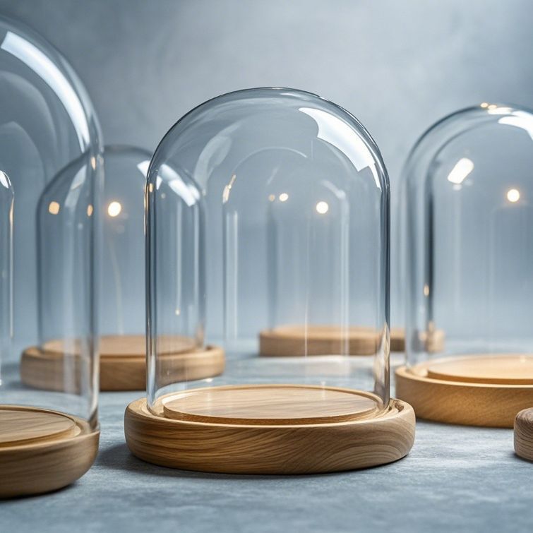 Large Cylindrical Display Box with Flower Crown Glass Cover, Round Hand-Made Building Blocks, Cool Ornaments, Transparent Dust Cover