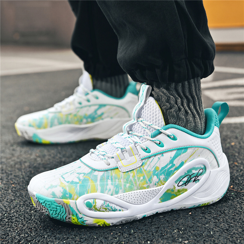 Tenis de Baloncesto de Corte Bajo para Hombre Cuero Sintético y Caucho para Cancha de Cemento y Pista