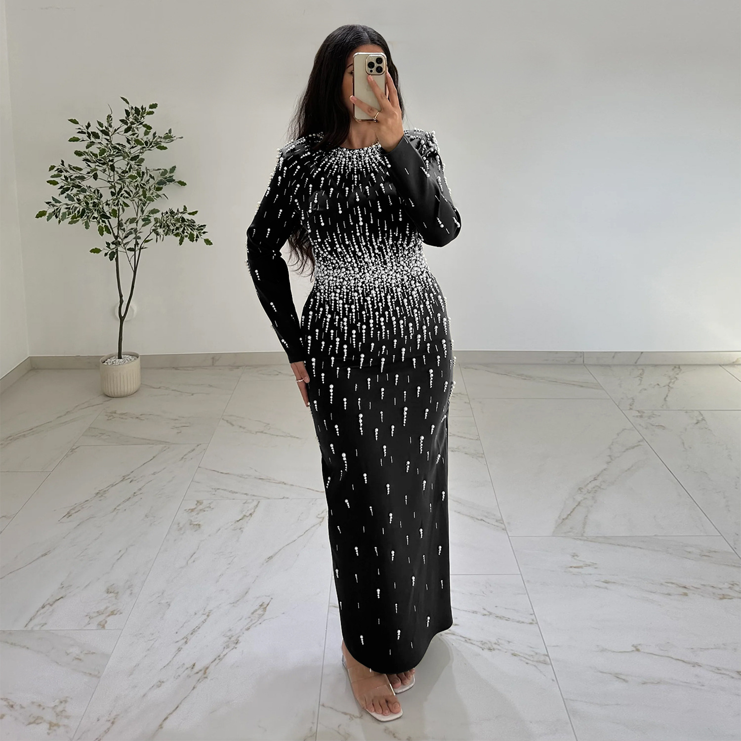 C7767 AliExpress transfronterizo Amazon 2026 nuevo vestido de mujer de diamantes calientes vestido de cadera ligero vestido de cena de lujo image 3