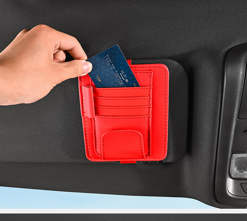 Car card holder, car sun visor ticket holder, glasses clip, document holder, storage clip, lychee pattern, high-speed gas card