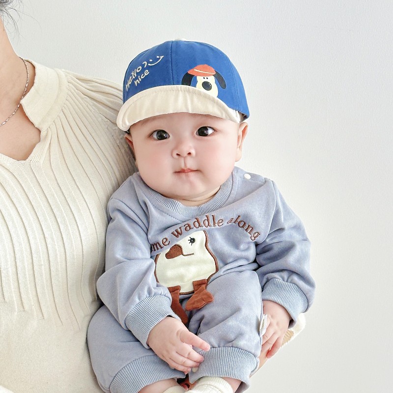 Sombreros para bebés primavera y otoño lindos dibujos animados perros suaves gorra de lengua primavera delgada gorra respirada para niños bebés