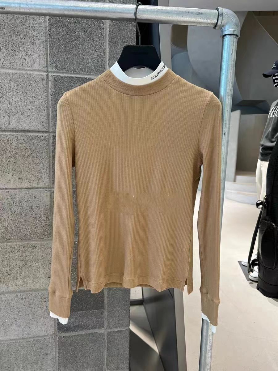 Golf Clothing for Women Spring and Autumn New Round Neck Long Sleeves Versatile Solid Color Slim Classic Stretch