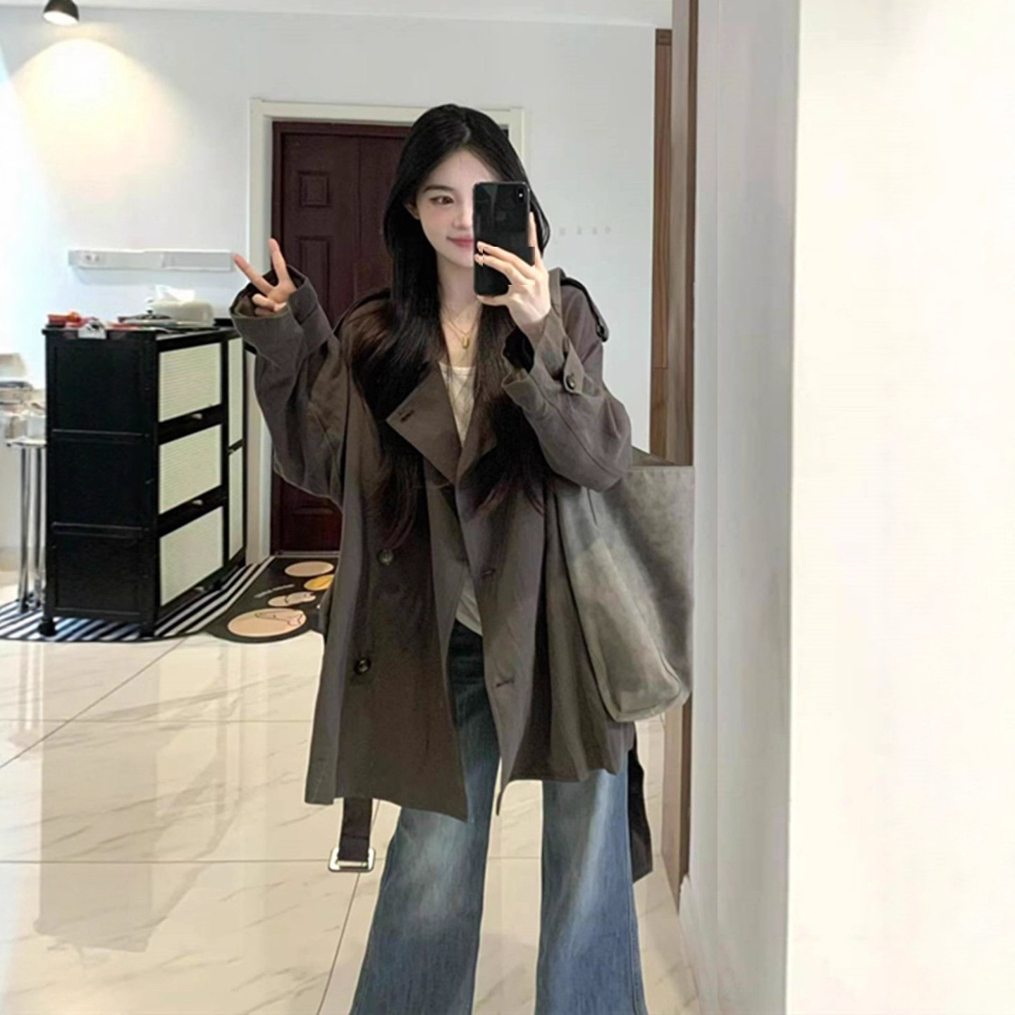 Short Loose Windbreaker Jacket for Women 2025 Autumn and Winter New Style Small and Beautiful Thin Korean Style Casual