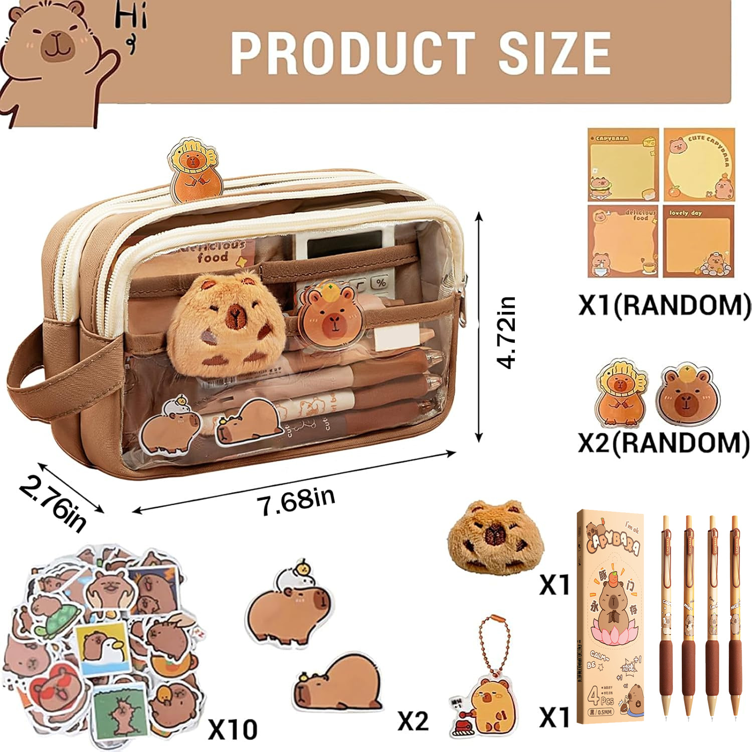 Kapibala para lápices de 5 capas de gran capacidad, lujo ligero, sensación de alto nivel, nicho, sin colisión, bolsa de papelería para niñas, bolsa de dolor, bolsa para lápices