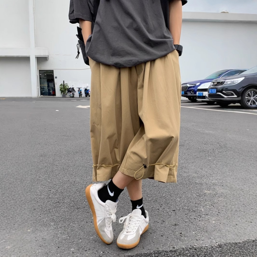 Men's Over-The-Knee Shorts, Loose Capri Pants, Trendy Plus-Size Beach Shorts, 6-Point Pants, Extra-Large Casual Beach Shorts