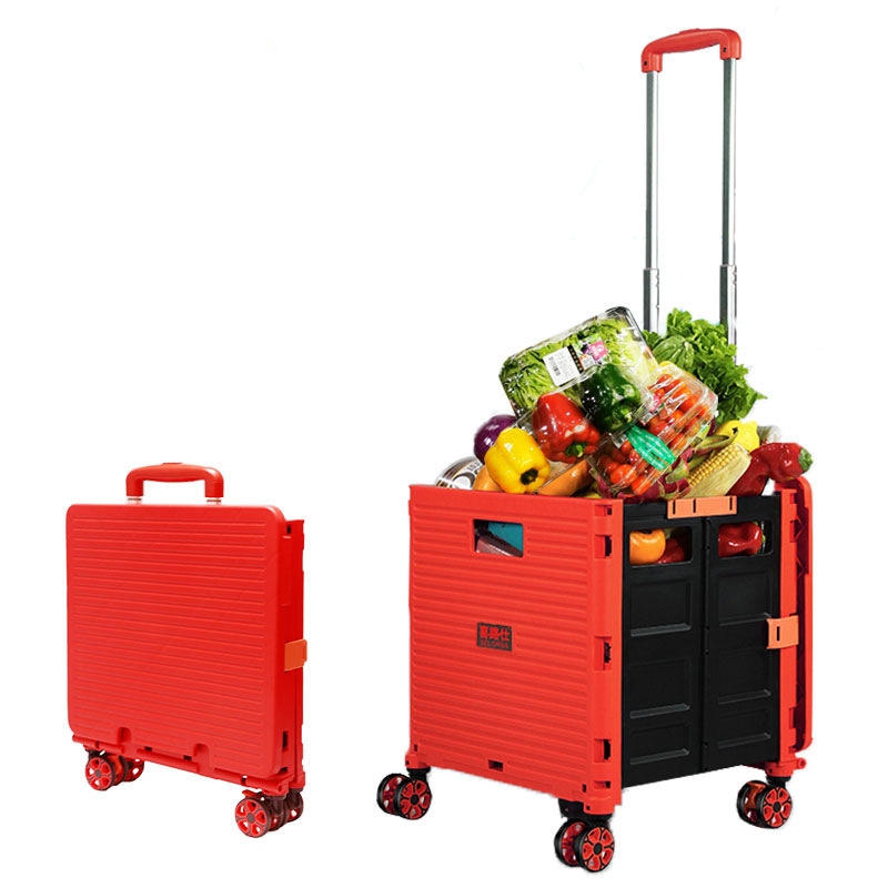 折叠pp购物箱买菜手拉车户外野餐家用便携家用购物车厂家代发|ms