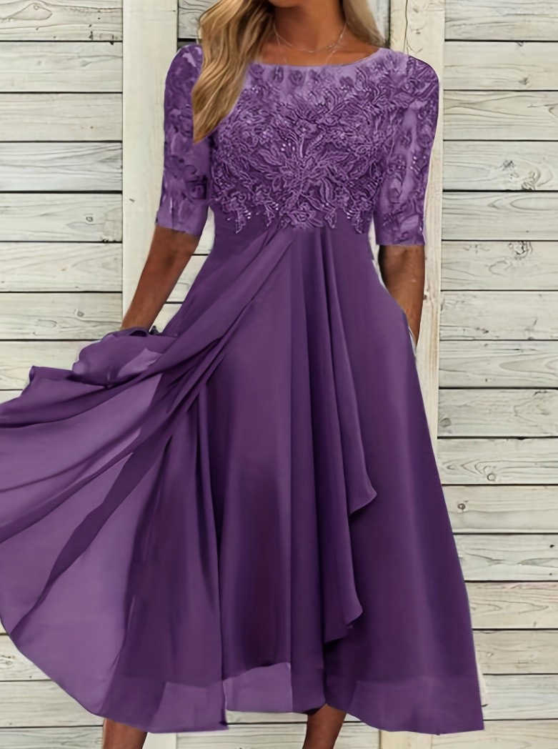 2025 estación europea transfronteriza vestido amazónico chiffon empalme encaje hueco vestido de dama de honor vestido de noche mujer