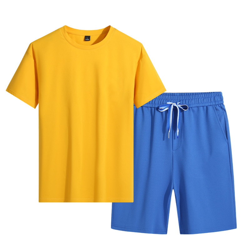 22年新款夏季男士短袖T恤 休闲运动套装宽松型短裤跑步健身速干服