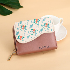 Zipper Accordion Card Holder for Women, Korean Style Small Floral Ladies Short Wallet, Fresh and Light Multi-Card Slot Polka Dot Floral Wallet