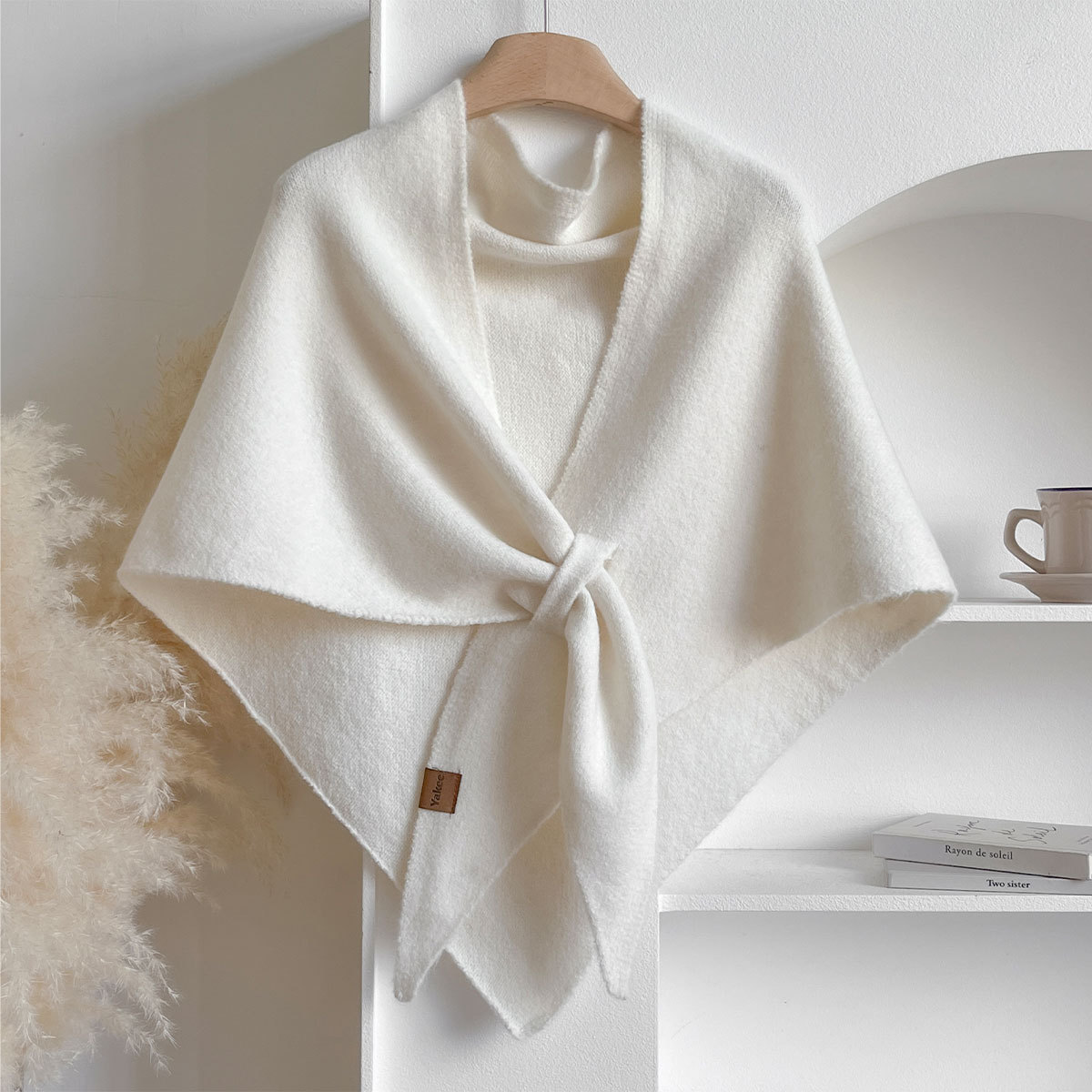 Bufanda Triangular de Lana Estilo Casual 2025 para Mujer, Calentador de Cuello para Otoño e Invierno, Chal Grande de Color Sólido para Habitaciones con Aire Acondicionado.