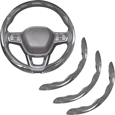 Steering wheel cover steering wheel cover three-piece - carbon-fiber-bright-film-silver-3-pack-38cm