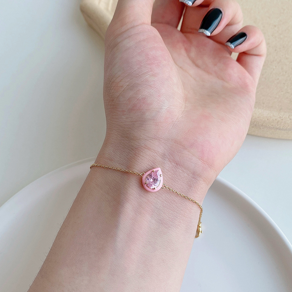 Simple Style Water Droplets Silver Plating Inlay Zircon Bracelets 1 Piece