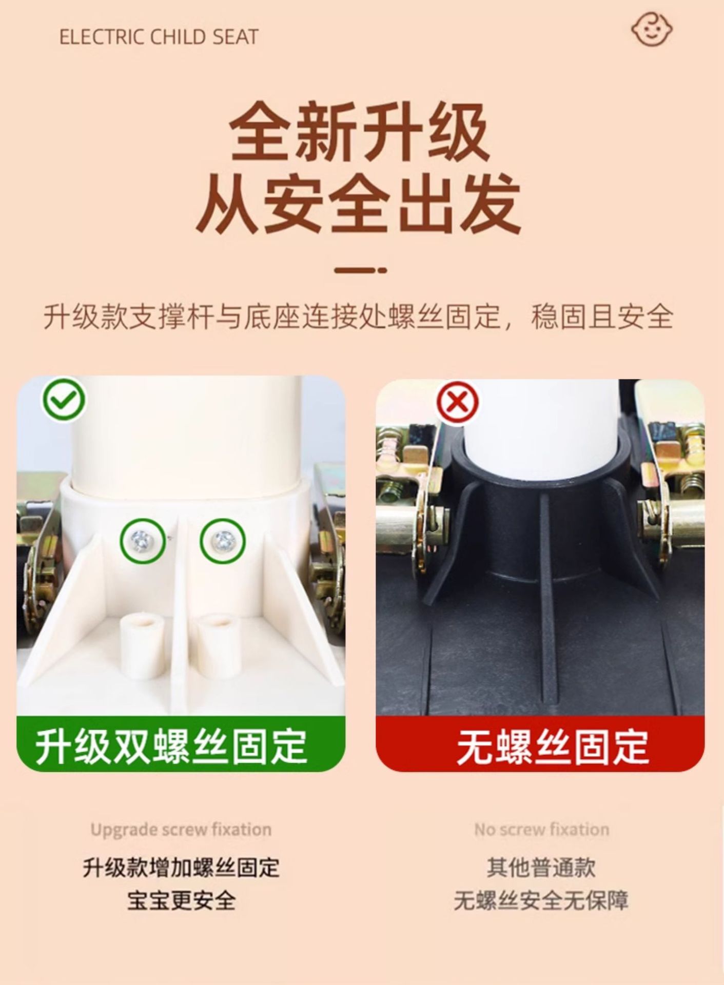 Suitable for Electric Vehicle Child Seat Front Pedal Battery Car Small Month-Old Baby Baby Tricycle Safety Seat