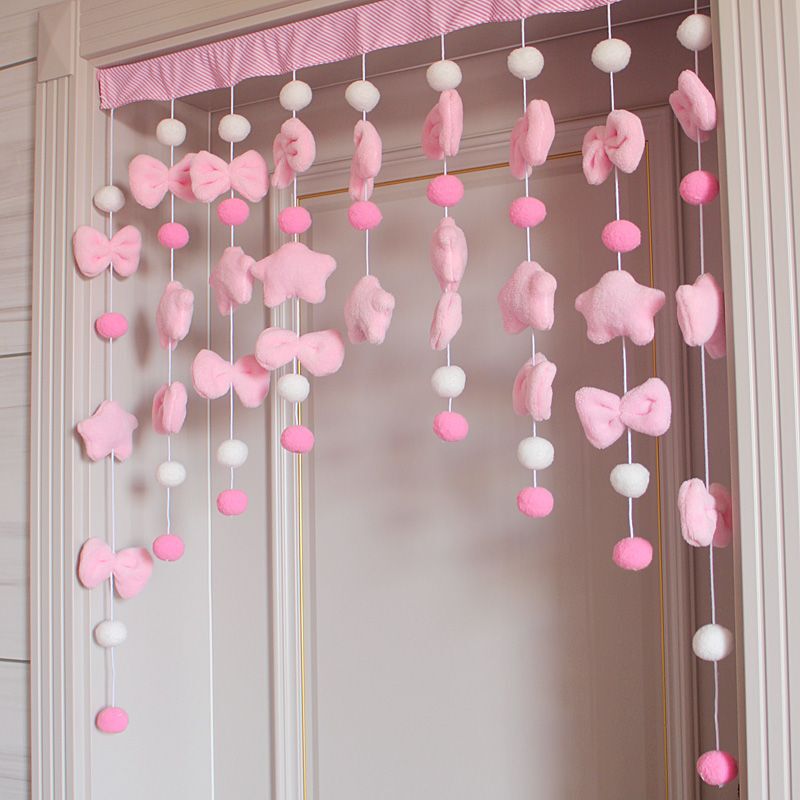 Cartoon Star Door Curtain Girl's Heart Partition Curtain Bedroom Living Room Entrance Fabric Punch-free Home Hanging Curtain Decorative Curtain