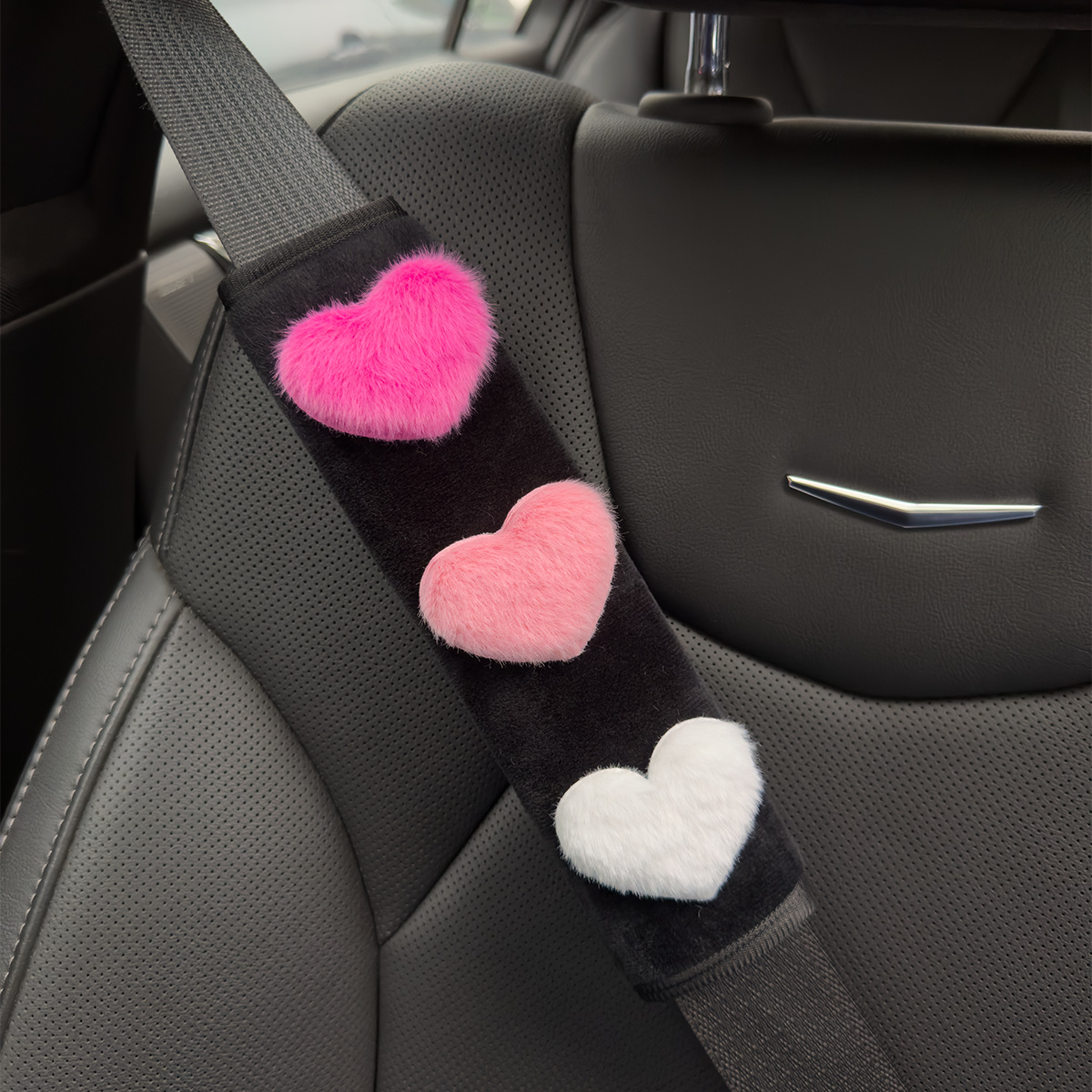 Car Interior Short Plush Seatbelt Shoulder Pad Plush Heart Decoration