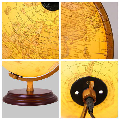 Full English globe foreign trade antique AR glowing ornament, European and American retro with light, cross-border exclusive globe manufacturer