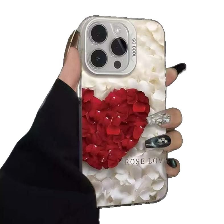 Los pétalos de amor son adecuados para Apple 16Promax, carcasa de teléfono móvil, carcasa de gas, iPhone 15/14/13 Europa y América 12