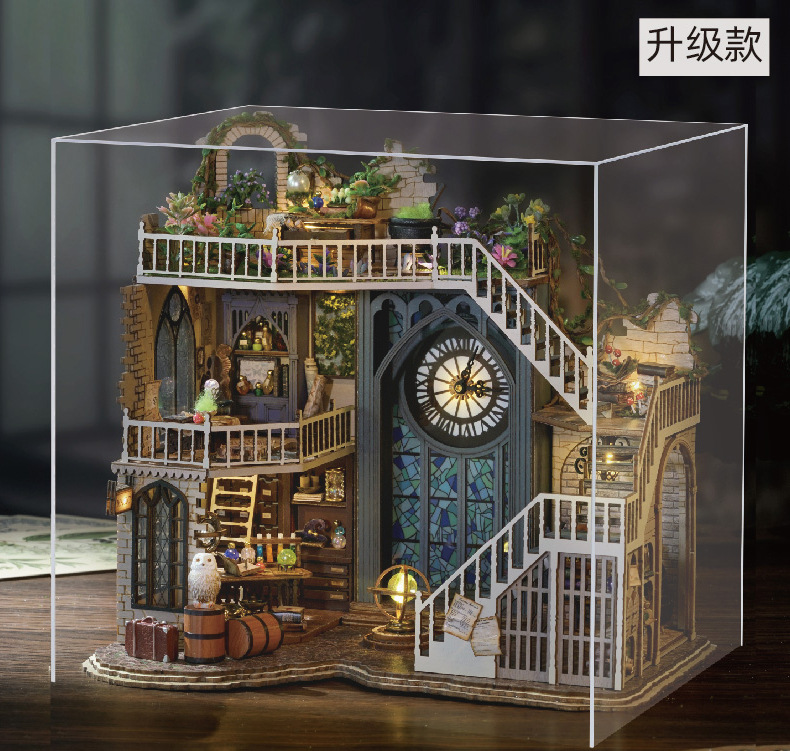 Casa mágica DIY hecho a mano pequeña casa de montaje modelo retro regalo para niños y niñas juguete decoración la escena