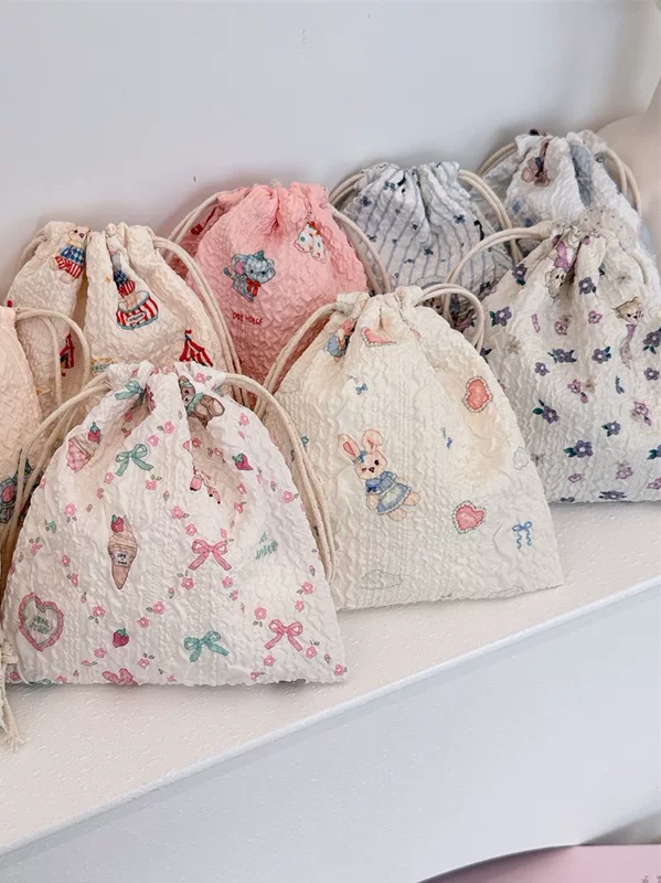 Cartoon storage bag, lipstick, handheld cosmetic bag, small bag, drawstring