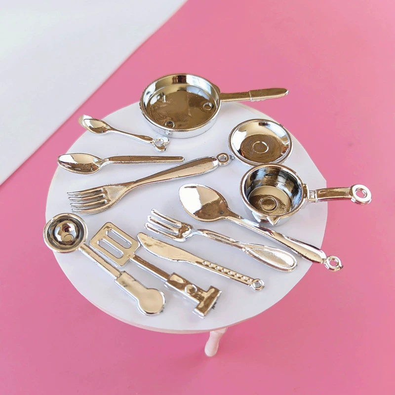 1:12 миниатюрная мини-еда игра маленький нож и вилка кухонная утварь Чаша Пластиковая сделай сам с украшениями кукольный дом кухня сцена