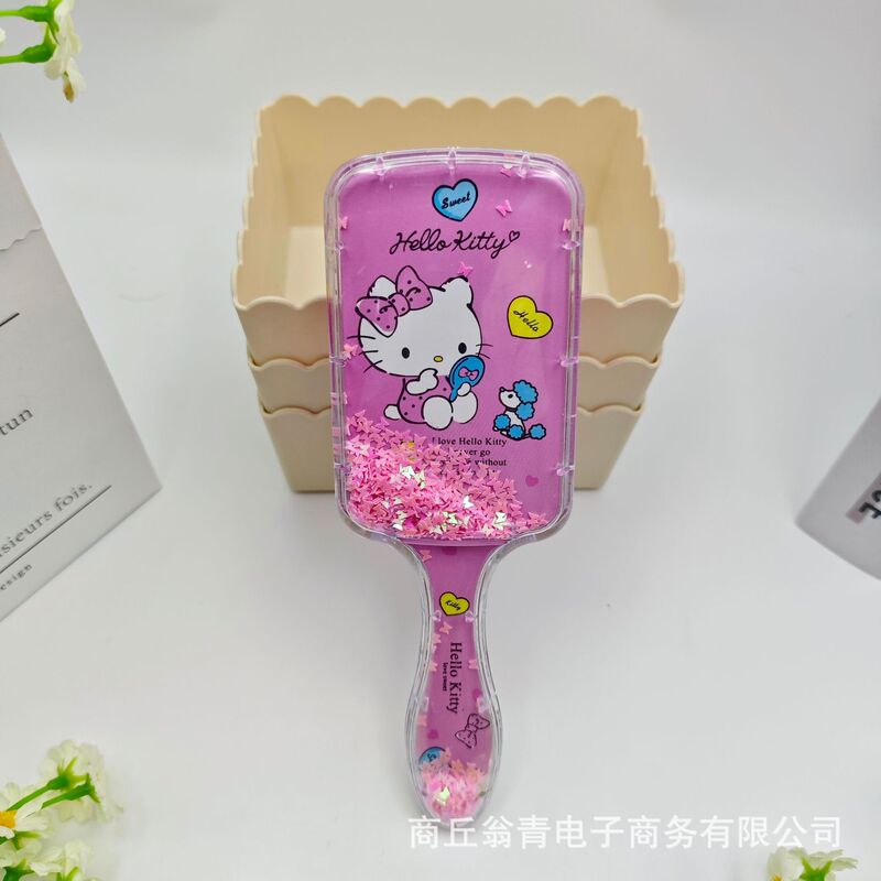高颜值透明闪闪流沙气囊梳子可爱立体史迪仔卡通摇摇乐气垫梳批发|undefined