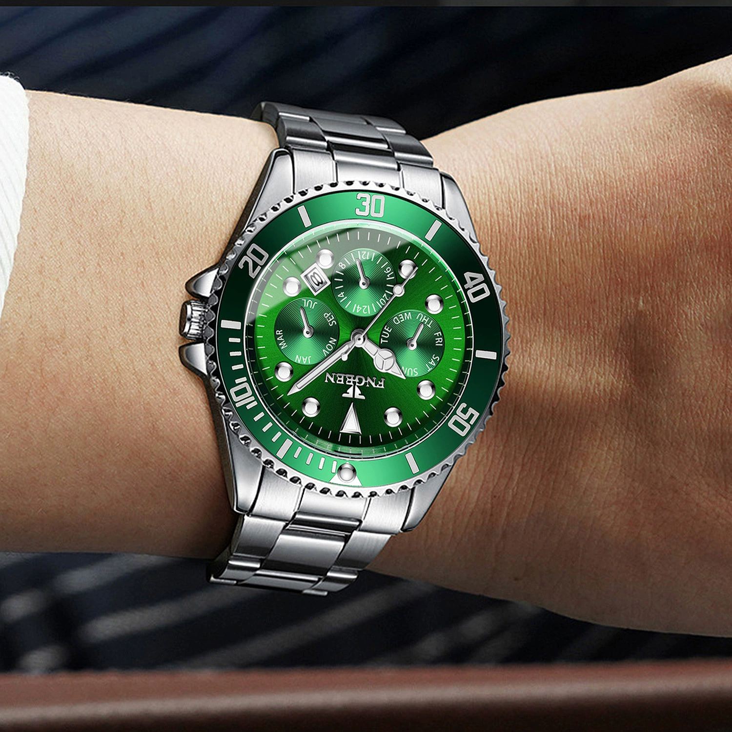 Black men's watch, swiss watch, dial