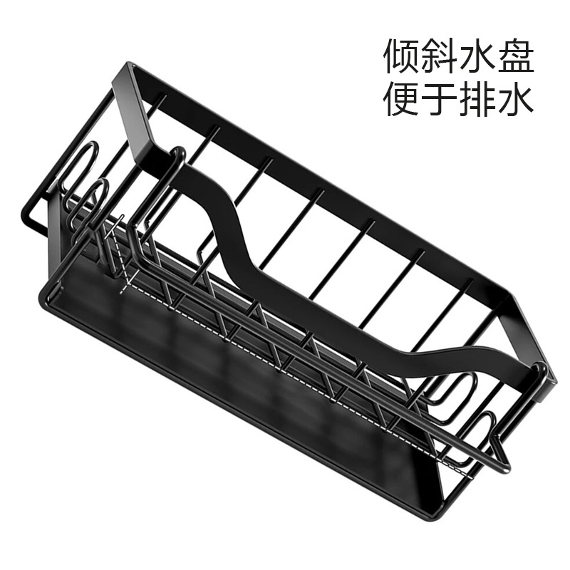 Fábrica esponja paño colgante con bandeja de drenaje automático suministros de fregadero rack de almacenamiento rack lavaplatos rack al por mayor image 5