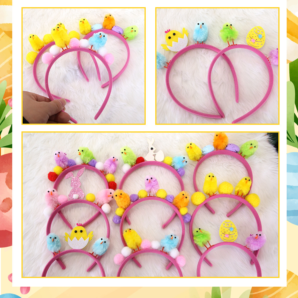 Handmade Craft Easter Cute Rabbit Chick Hairball Party Festival Headband Party Supplies Party Accessories 1 Piece