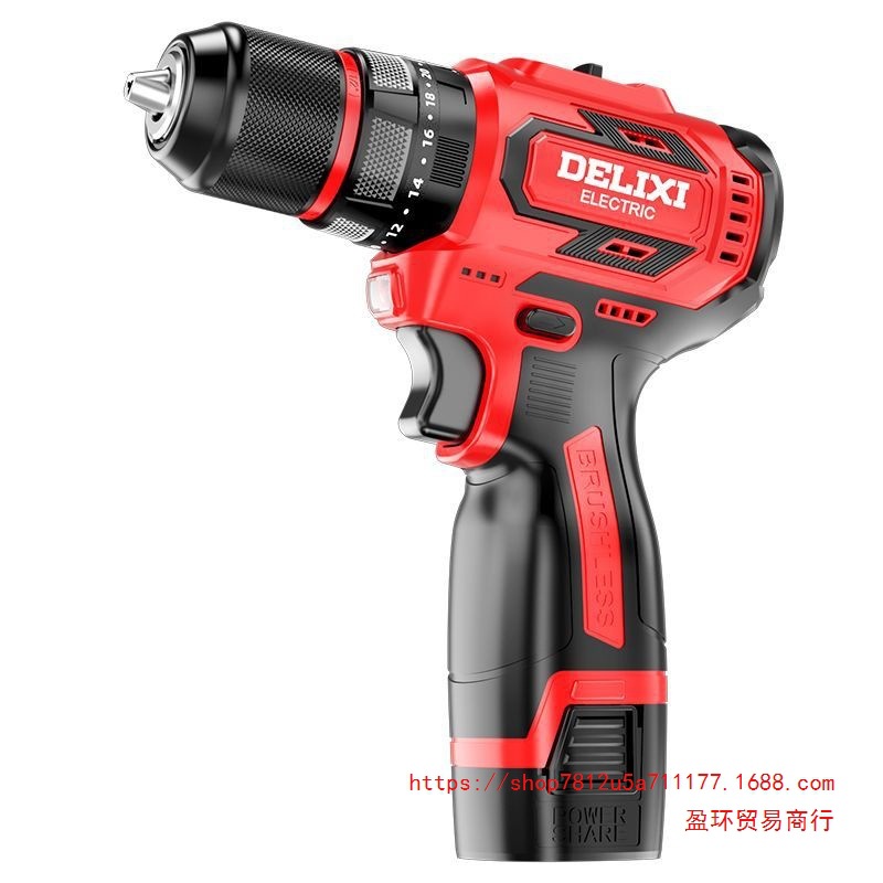 德力西手电钻手电动螺丝刀枪工具冲击钻家用充电无刷锂电池转打孔
