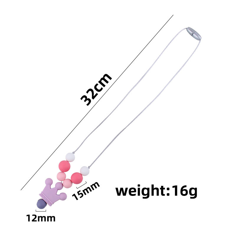 Amazon nuevo silicona corona molar collar bebé suministros teether palo masticable colgante collar