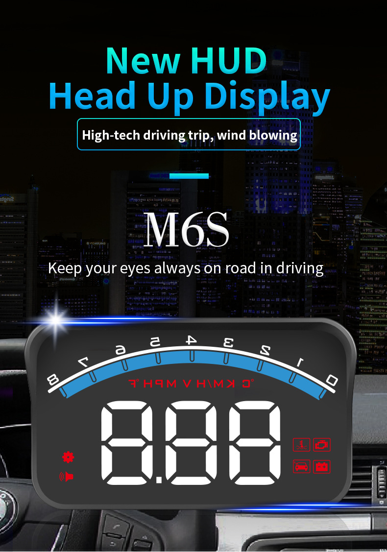 Cross-border exclusive car head-up display OBD2 fault code clearing diagnostic tool with high-brightness LED display