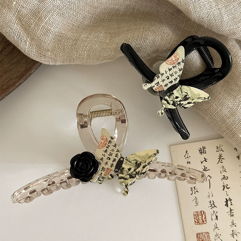 Hair clip (butterfly crab), Chinese style, 13 cm, lightweight
