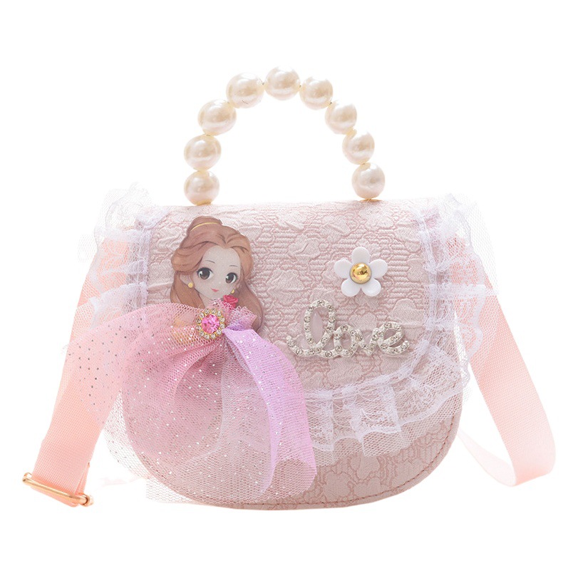 Bolso DE LOS NIÑOS 2022 nuevo lindo princesa perla bolso bandolera al por mayor encaje accesorios bolsa pequeña bolsa redonda