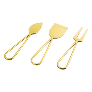 Cross-Border Stainless Steel Cheese Three-Piece Set Knife, Fork and Spatula Tableware Dessert Cake Bread Spread Suitable for Jam Restaurant Home Use