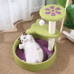 Manufacturer wholesale new three-layer petal jumping platform cat climbing frame cartoon cat column sisal drop ball cat toy cat scratching post