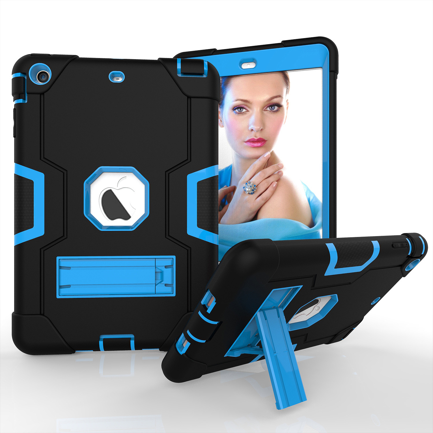 Contrast color robot B iPad mini123 Universal three anti-fall Children's flat protective cover Factory Outlet