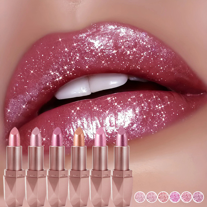 Sam Sugar Diamond Pearlescent Lipstick Waterproof Sparkling Gold Lipstick