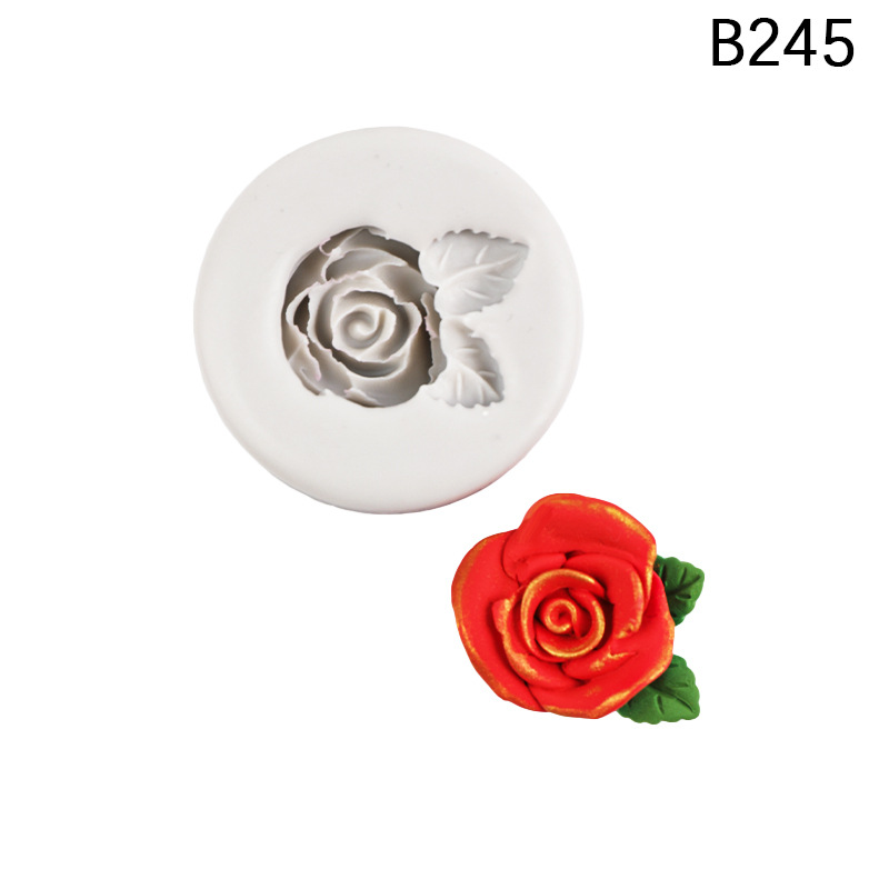 Fondant DIY Rosa molde con hojas flor resina mousse pastel mousse de chocolate decorativo aromaterapia molde