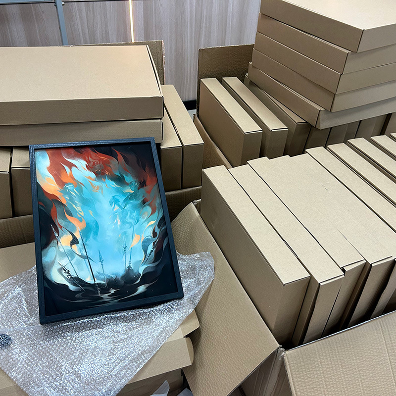 Tres colores TikTok popular pintura ligera de dibujos animados dormitorio noche pintura luminosa marco de fotos de madera maciza creativo bricolaje fabricante