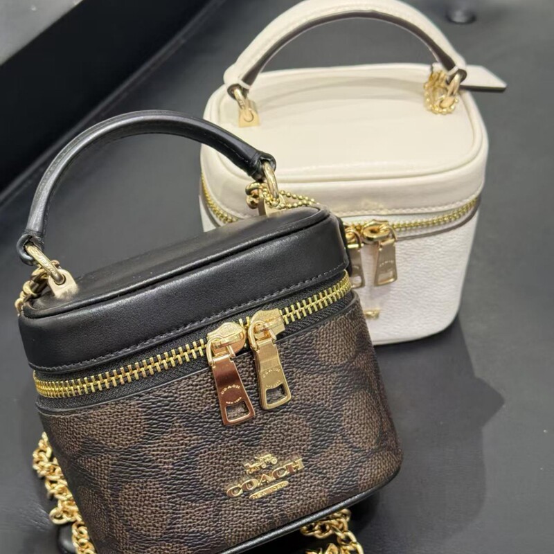 C Brand Classic Small Crossbody Bag, Mini Fashion Box Bag, Trail Monogram Vintage Shoulder Makeup Bag