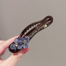 闪亮水钻发夹晕染花朵扭扭夹后脑勺夹高级高气质发卡花朵夹子头饰
