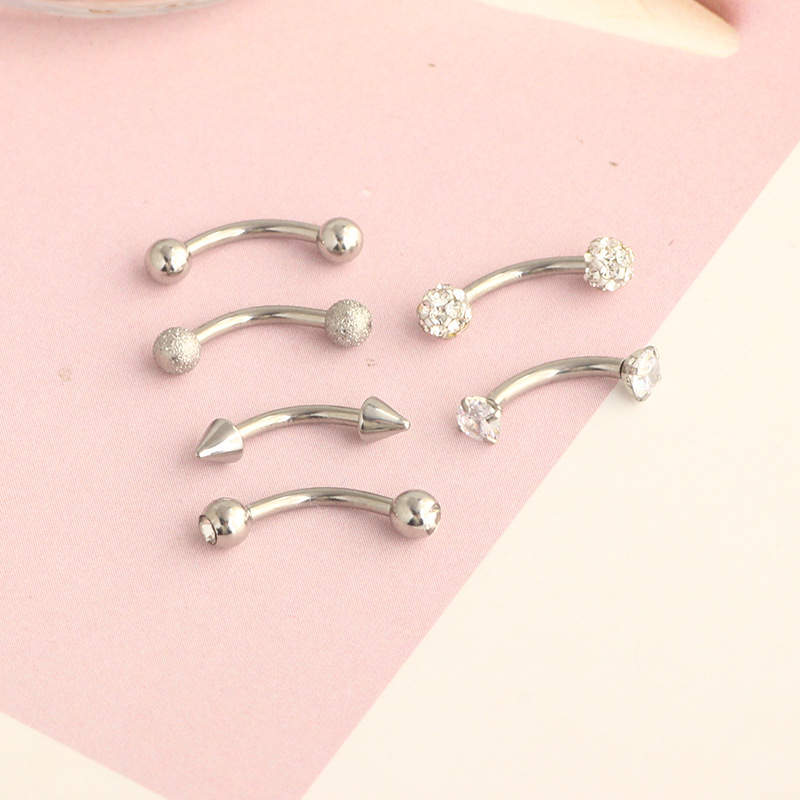 16G Stainless Steel Micro-Inlaid Zircon Eyebrow Ring Screw Ball Fashion Earrings Set of 10 detail image 17