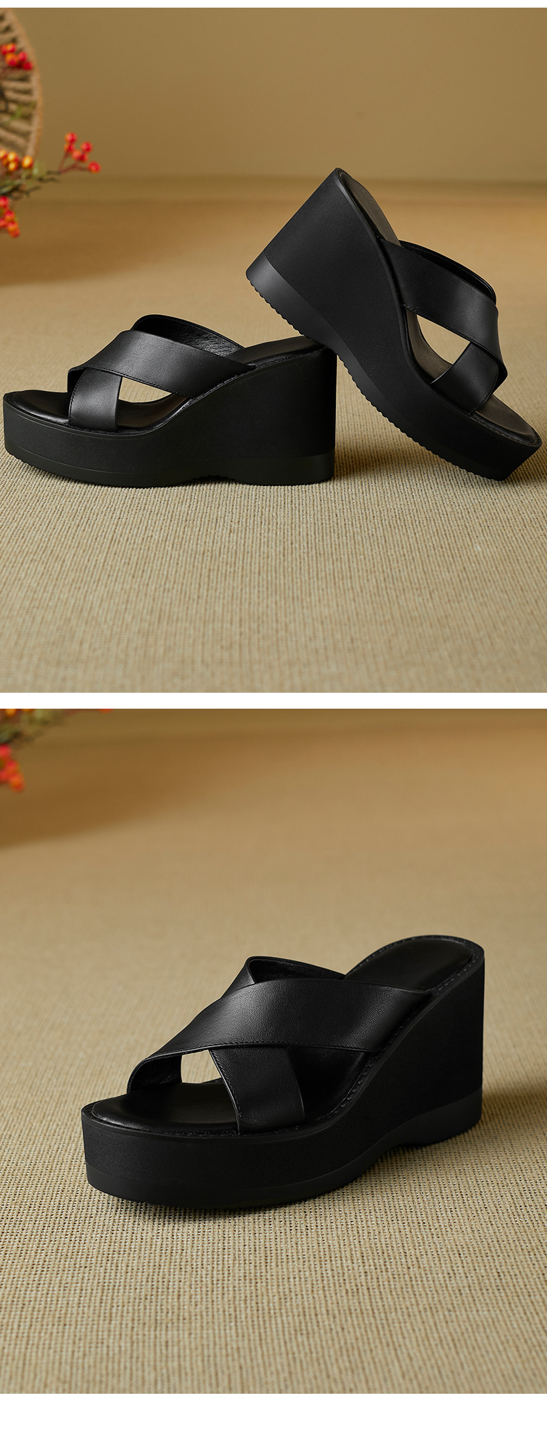 Sandal cao gót nữ hở mũi quai chéo đế xuồng gót 9.5 cm — màu đen, màu mơ chi tiết 12