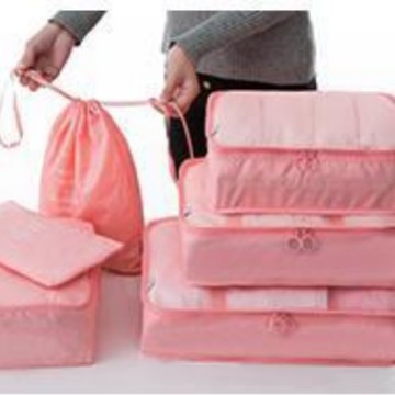 Set de bolsas de viaje de sarga, organizadores de ropa 6–8 piezas para maleta.