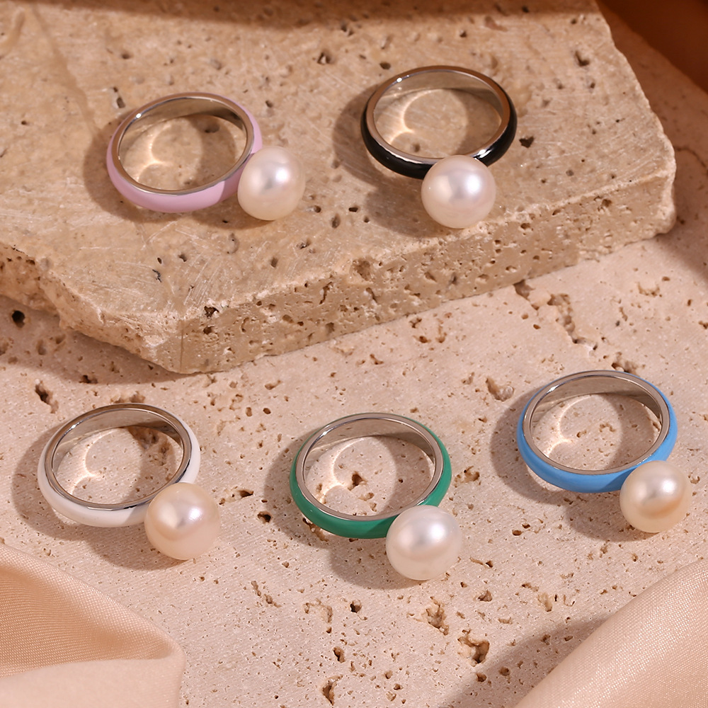 Color Dripping Steamed Bun Bead Ring