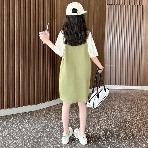 Girls' Summer Dress 2024 New Children Fashion Summer Overalls Dress for Older Girls Summer Two-Piece Dress