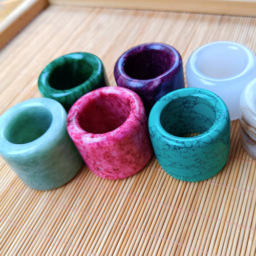 Jade ring finger, Guizhou Cui ring finger, Afghan jade ring, gold silk jade ring, men's jewelry thumb ring